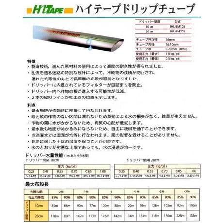 ハイテープ　20cm×1000m　（点滴潅水チューブ）