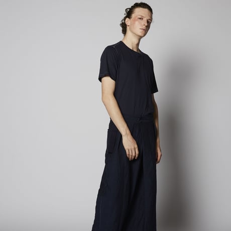 Bamboo Linen HAKAMA Wide Pants（Navy)