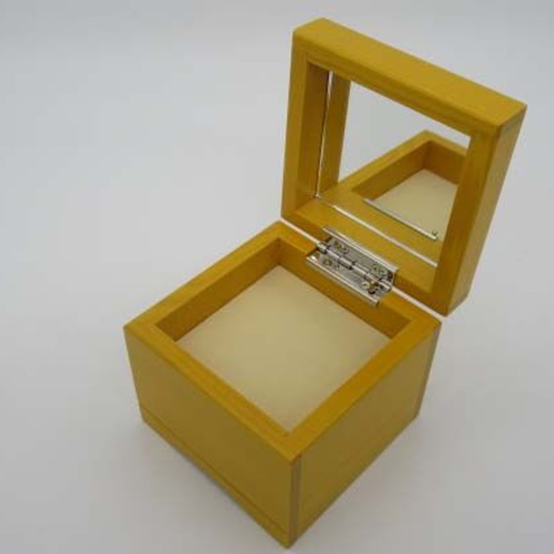 木製オルゴールボックス ミラー付き カラーが選べる『ミラー付きBOX』【黄色】 | 浜名湖オルゴール