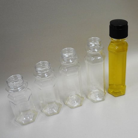 200cc六角デザインドレッシングボトル 330set　黒キャップ