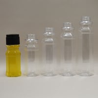 100cc六角デザインドレッシングボトル 300set　黒キャップ-