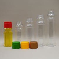 100cc六角デザインドレッシングボトル 300set　カラーキャップ　赤・緑・オレンジ・金-