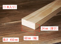 50年耐久　高機能木材　アコヤ　　　　　　　24×60×450ｍｍ  （1本入り/配送60サイズ）