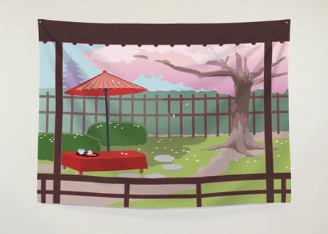 背景スクリーン（桜の見える縁側）
