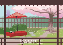 背景スクリーン（桜の見える縁側）