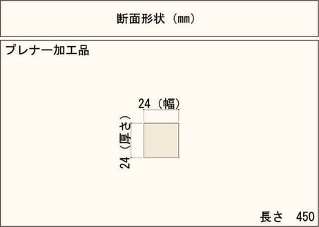 50年耐久　高機能木材　アコヤ　　　　　　　24×24×450ｍｍ  （3本入り/配送60サイズ）