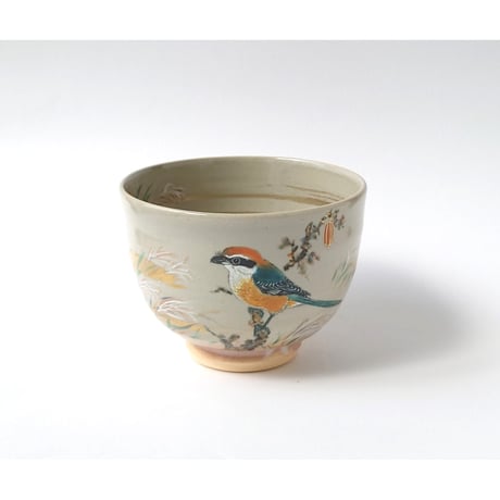 枯木に百舌図　茶碗｜山本　雄次