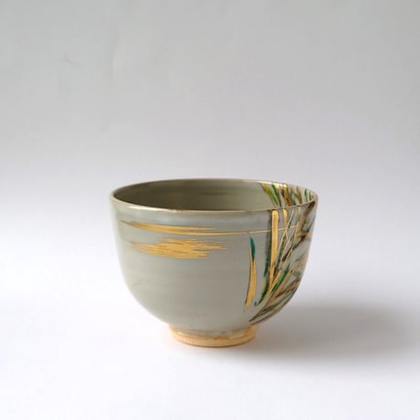 稲穂に蝗図　茶碗｜山本　雄次