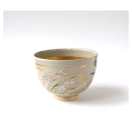 秋草に尉鶲図　茶碗｜山本　雄次