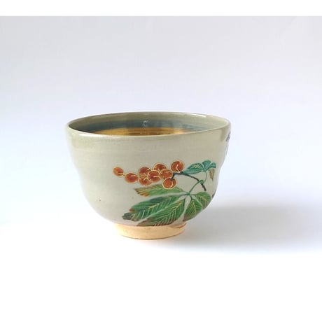 栃に百舌図　茶碗｜山本　雄次