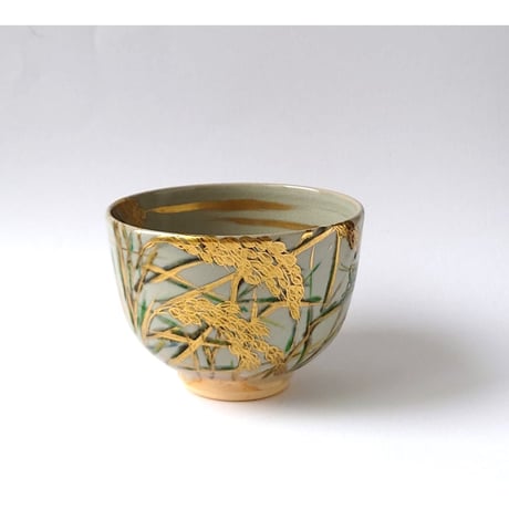 稲穂に蝗図　茶碗｜山本　雄次