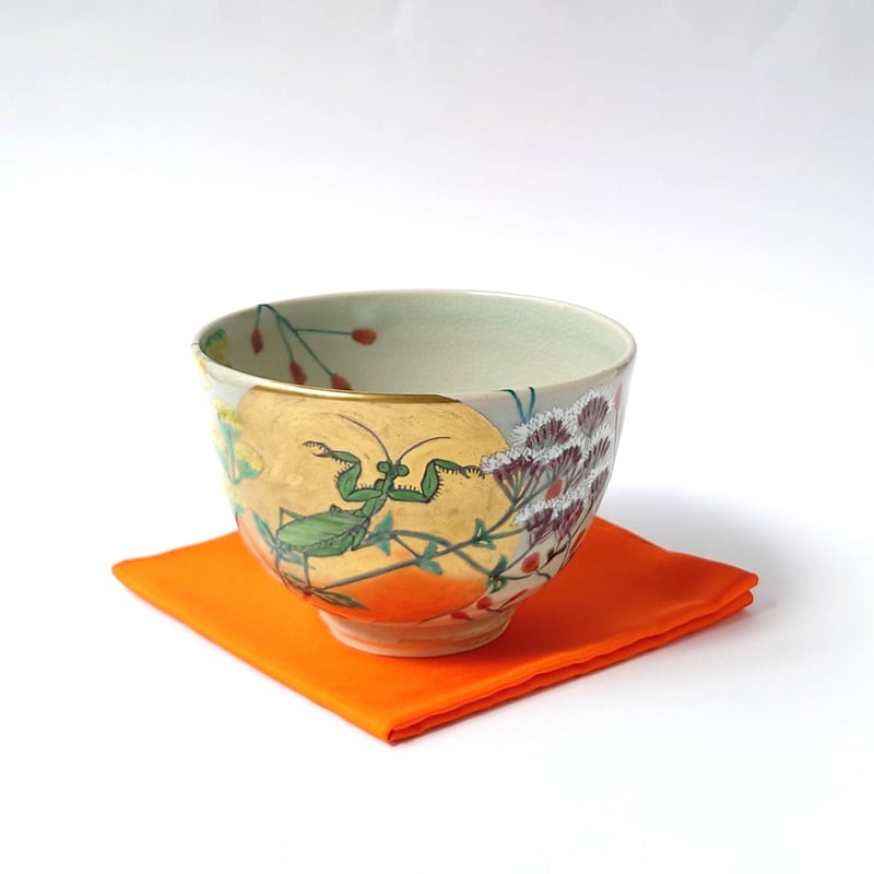 月秋草に蟷螂図 茶碗｜山本 雄次 | ギャラリー洛中洛外
