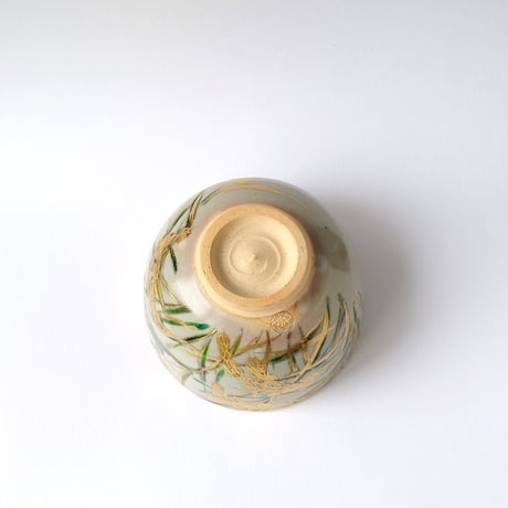 稲穂に蝗図　茶碗｜山本　雄次