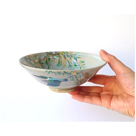 柳に翡翠図　茶碗｜山本　雄次