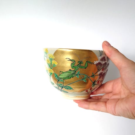 月秋草に蟷螂図　茶碗｜山本　雄次