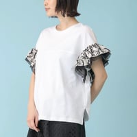 メッシュ袖ギャザープルオーバー