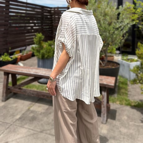 ターンアップストライプブラウス