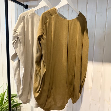 スラブ肩ギャザーフリンジプルオーバー