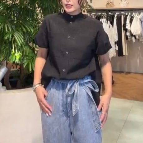 ECOウェザー×シアーチェックパフブラウス