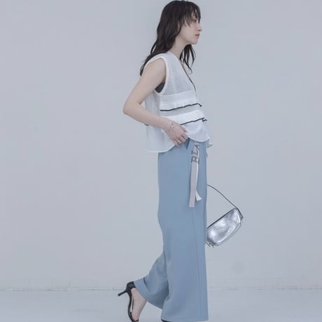 ティアードフリルメッシュノットベスト