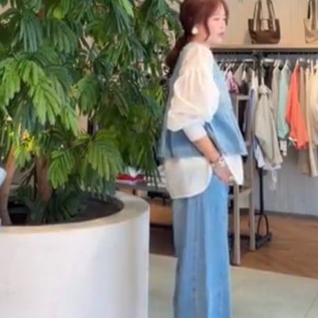 タックペプラムデニムベスト