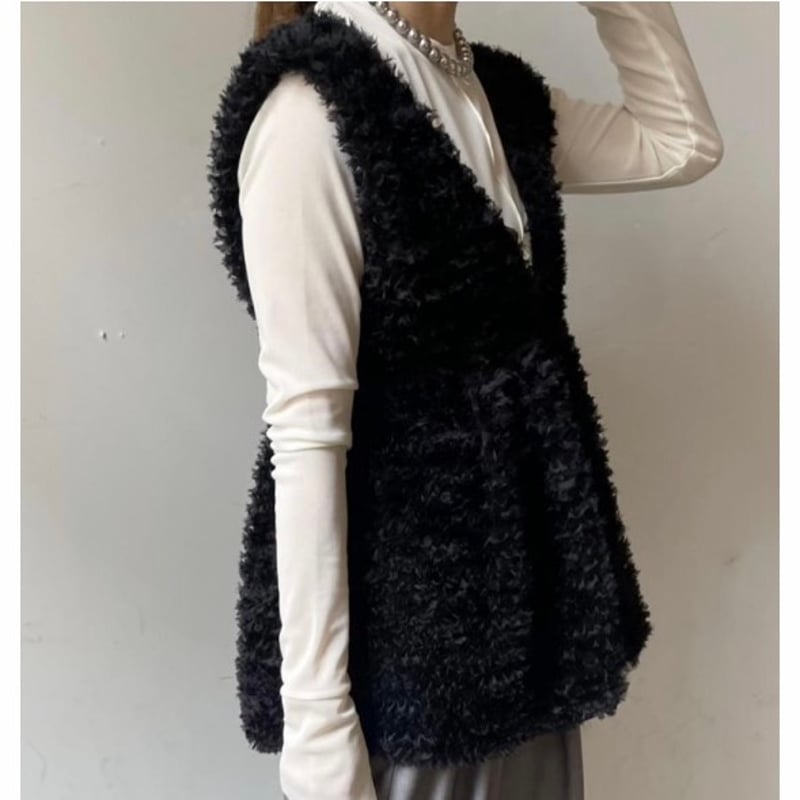 【極美品】チュールベスト　ビアズリー　ブラック　ベスト 3Dチュールフリルベスト | Aquila