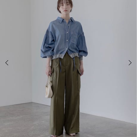 ライトデニムシャーリングスリーブシャツブルゾン