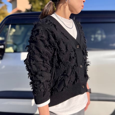 未使用 AKM SKY G V CARDIGAN レースニットカーディガン L 未使用 AKM SKY G CARDIGAN レース ニットカーディガン L