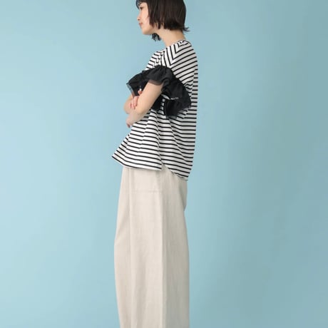 メッシュ袖ギャザープルオーバー