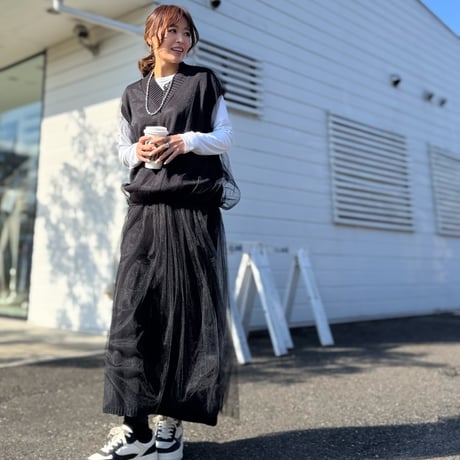 チュールニットベスト　(セットアップ可能商品）