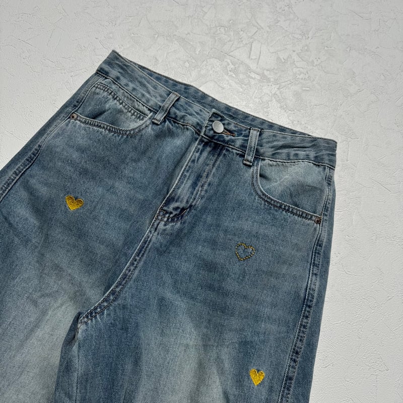 ハート刺繍デニム | Aquila