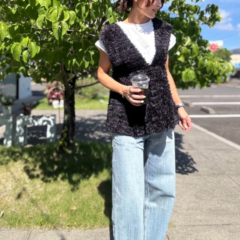 リヴドロワ新品フェザーチュールベスト ブラック 着映え】フェザーチュールベスト | RIVE DROITE(リヴドロワ