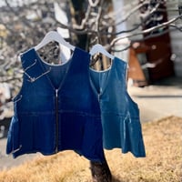 タックペプラムデニムベスト