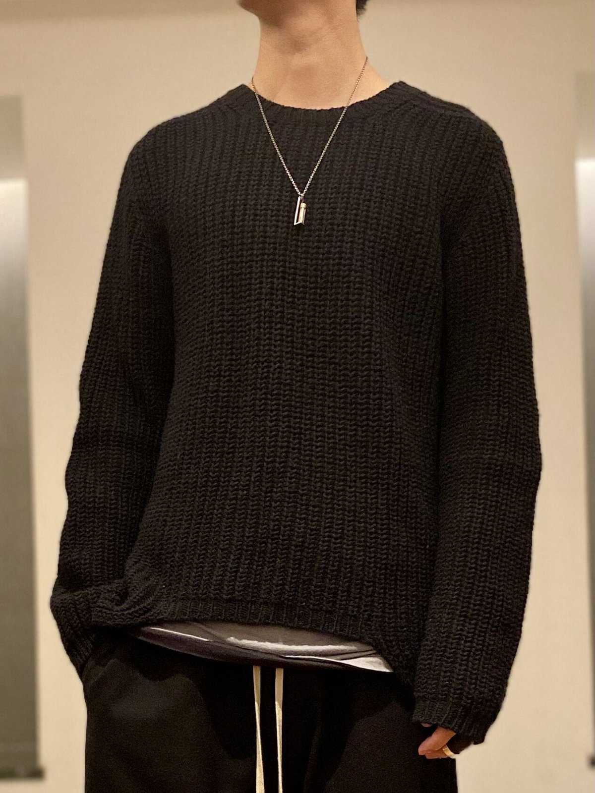 大人気! RICK OWENS バージンウール リブ フードティー Level Round Neck Sweater/RICK OWENS 【SPHINX FW