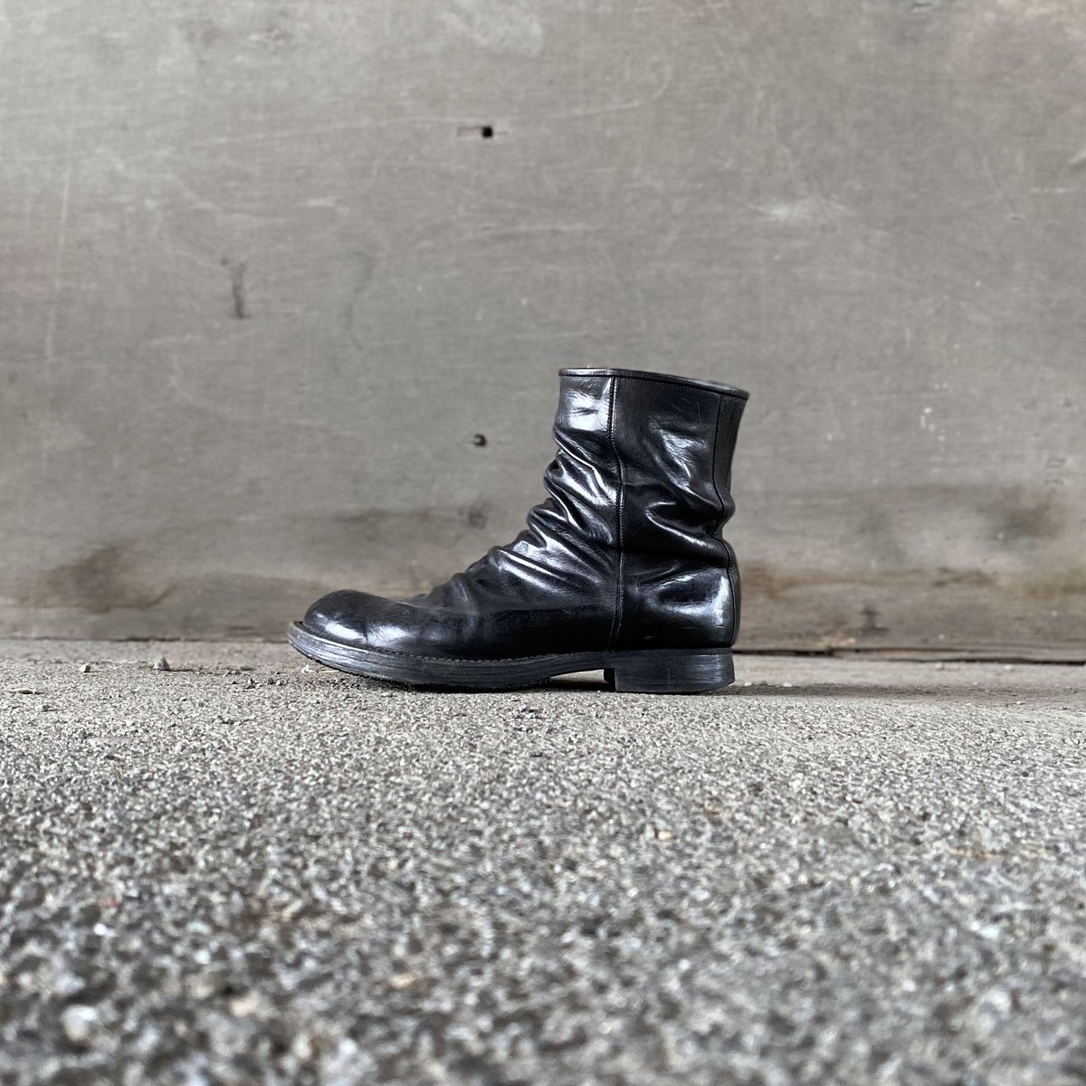 ミハラヤスヒロ　ブーツ　サイドジップ　26 ミハラヤスヒロ ブーツ サイドジップ 26 MIHARAYASUHIRO leather drape