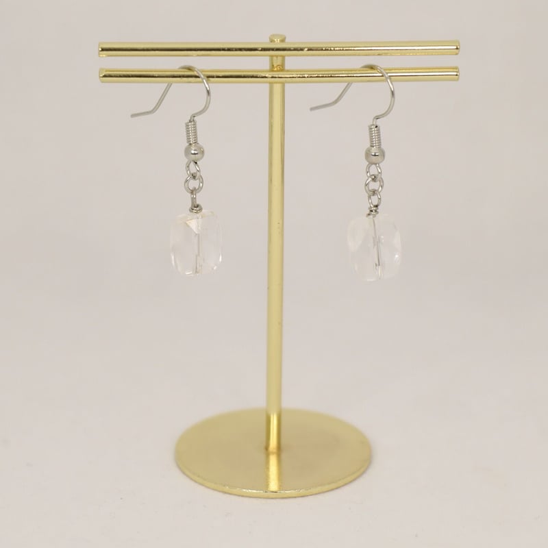 G型水晶ピアス　大ぶり 楽天市場】イヤリング 大ぶり ゴールド 水晶 クヲォーツ