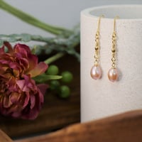 ピンク淡水パールゴールドパーツピアス