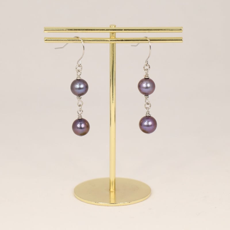 二粒染め淡水パールピアス | Tunagu