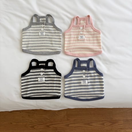 【予約】All Day Button Striped Sleeveless（L001）