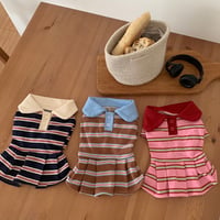 【予約】Collar striped one-piece dress（F001）
