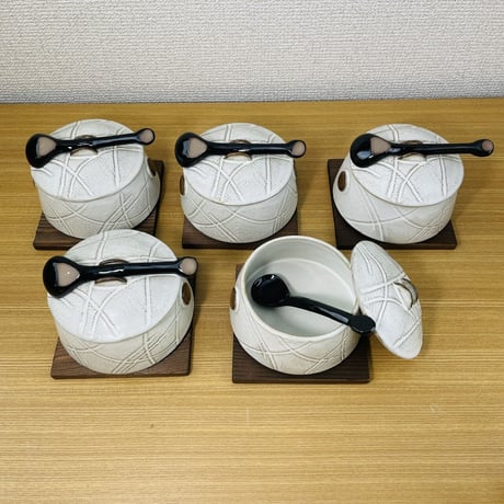 Kurio  翠泉　蓋・スプーン・敷板付き　スープ　グラタン皿　5客セット.