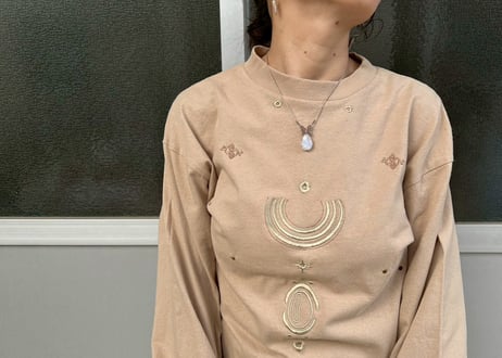 エスニックなナチュラル刺繍シャツワンピース　-アップサイクル古着-
