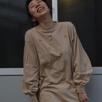 エスニックなナチュラル刺繍シャツワンピース　-アップサイクル古着-