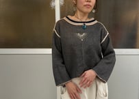 ショート丈デザインニット　-アップサイクル古着-
