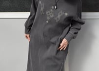 コットンリブワンピース×トライバル刺繍（black）　-アップサイクル古着-
