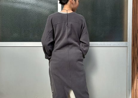 コットンリブワンピース×トライバル刺繍（black）　-アップサイクル古着-