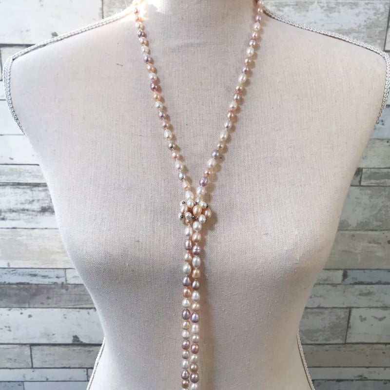 天然パールラリエットネックレス | Damask Rose