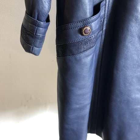 80's double leather coat purple