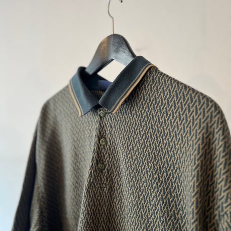 90's jacquard knit polo shirt