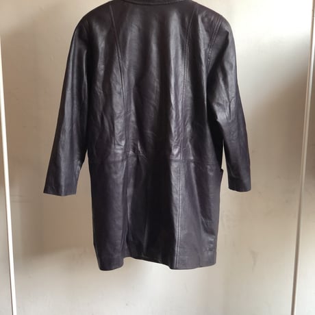 90's double leather coat dark purple